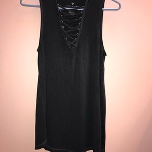 Blue criss cross tank